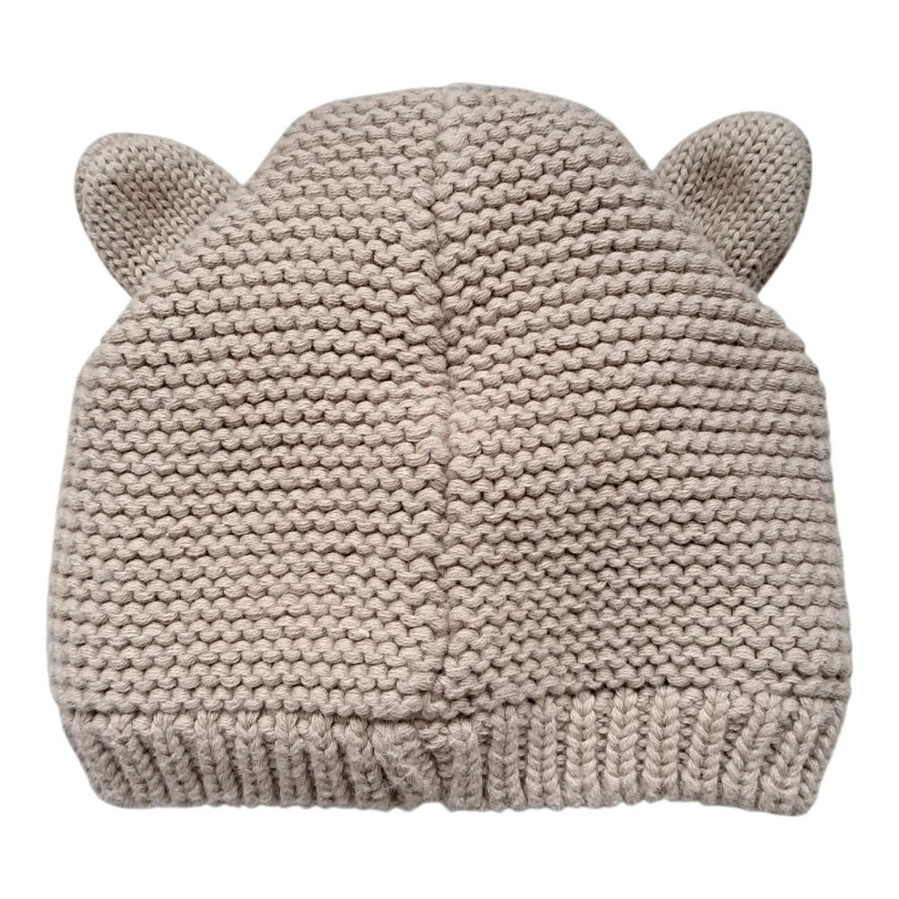 Carter's Knit Bear Winter Hat Brown, Tan & White Neutral Colors, Size 3-9 Months